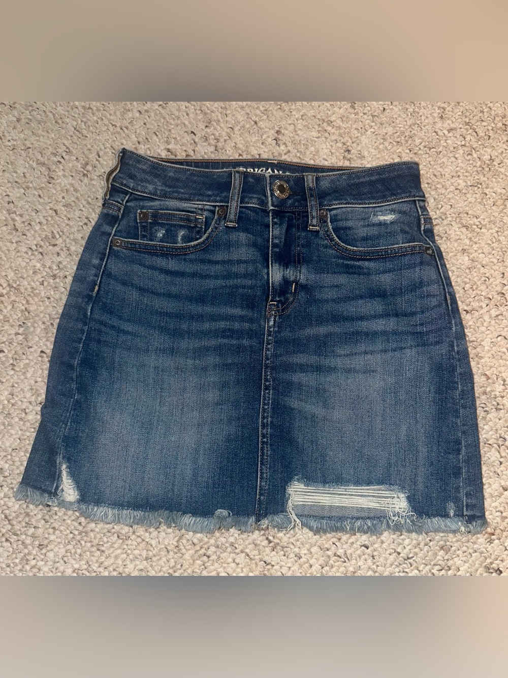 American Eagle Outfitters Distressed Denim Mini Skirt size 0